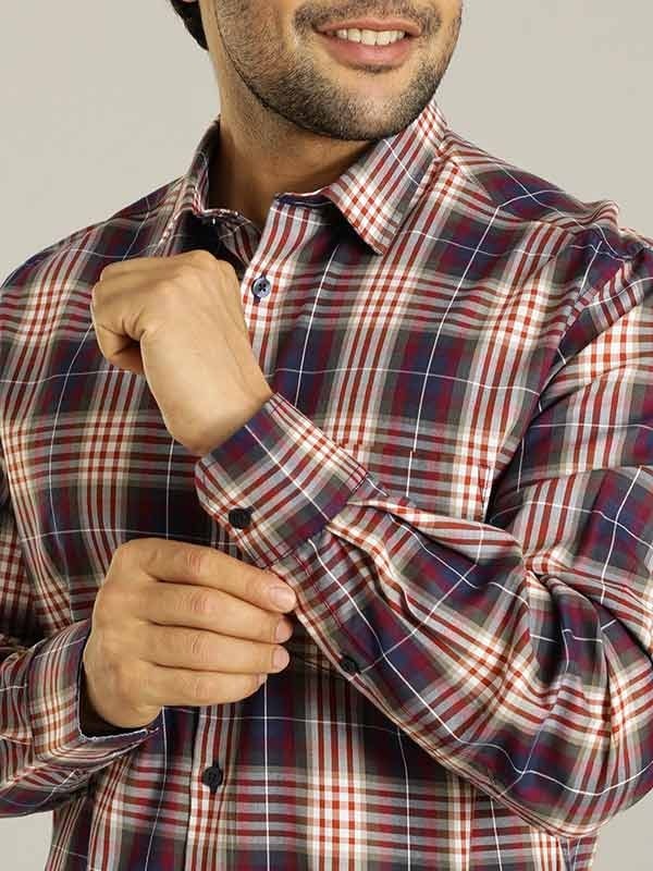 Indian Terrain Men's Slim Fit Full Sleeve Checkered Multicolor Shirt